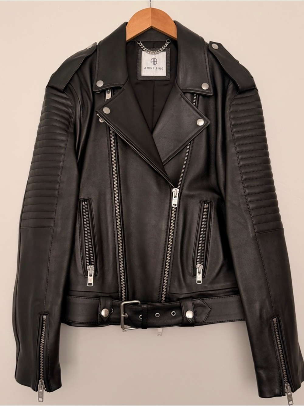 Anine Bing Cassidy Leather Jacket - Women's Biker Moto Jacket, Large - Picture 2 of 15